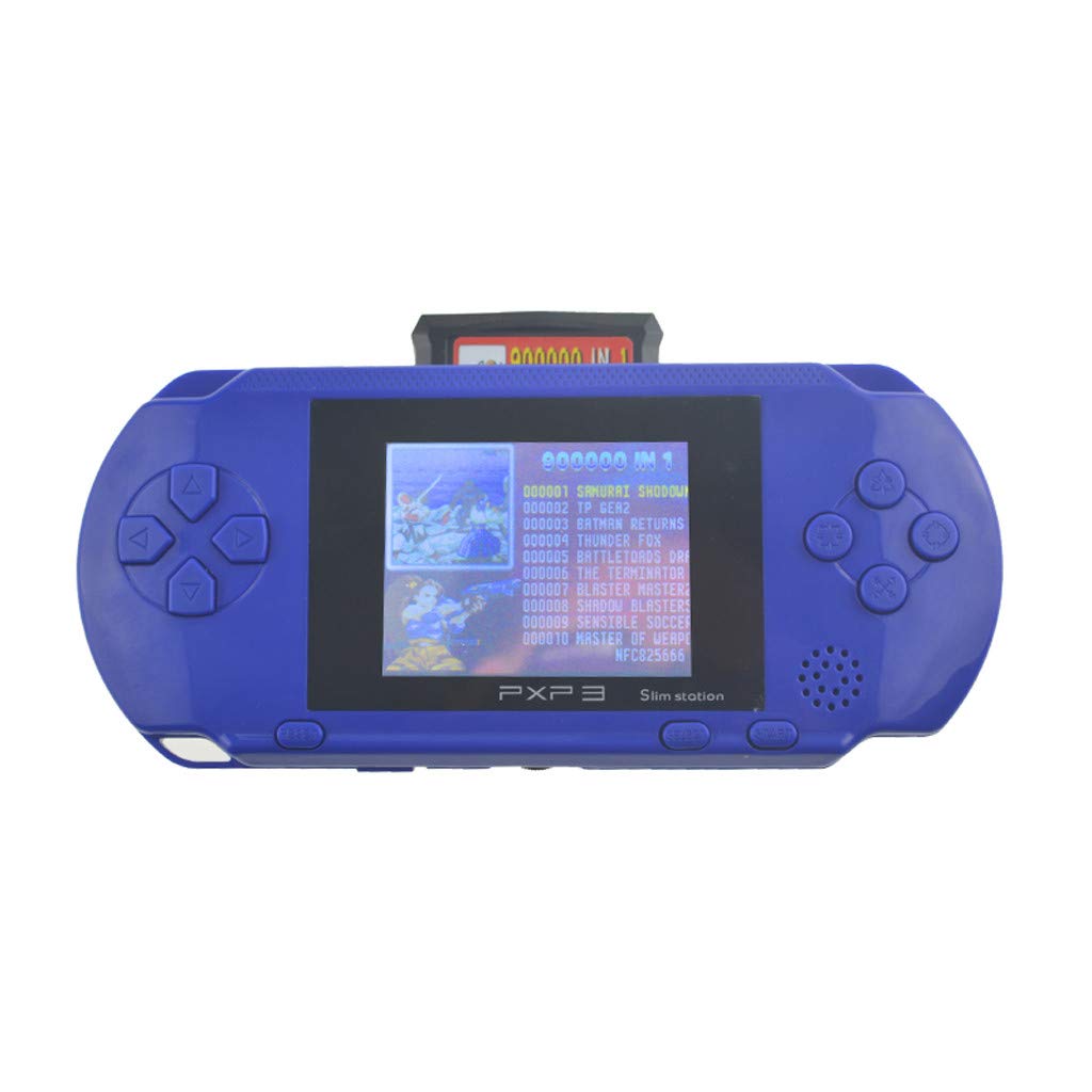 Momola Console de Jeu Portable PXP3 Console de Jeu Classique Portable 16 Bits LCD Game Player pour Enfant Cadeau Anniversaire (Bleu)