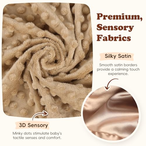 Image of Baby Lovey Security Blanket, Soft Teddy Bear Stuffed Animal Snuggle Toy, Baby Registry Search Receiving Blankets for Newborn Infant Essentials Gifts for Boys Girls, Brown 16 Inch