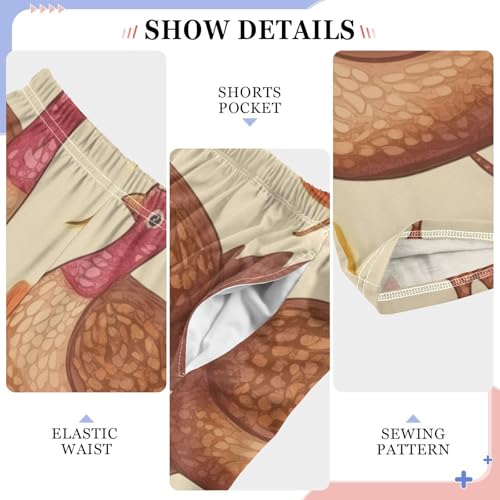 ZZXXB Cute Turkey and Leaves Boys Long Pants Soft Trousers Elastic Waist Kids Lounge Bottoms with Pockets S-XL4