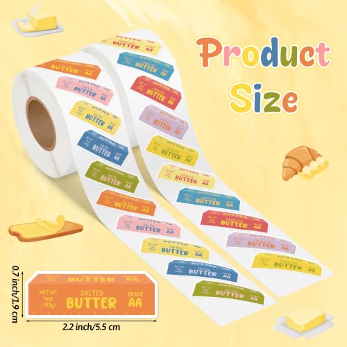 Image of Colorful Butter Sticker Roll, 1000Pcs Salted Unsalted Butter 2Roll