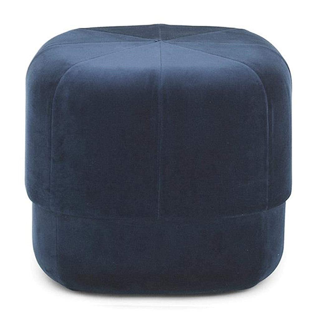 Pouf et repose-pieds carré bois massif éponge bleu