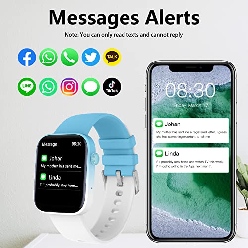 Smart Watch, 1.8'' Fitness Watch With Text And Call, Activity Tracker Smartwatch With Heart Rate, Blood Oxygen, And Sleep Monitor, Ip68 Waterproof, For Women And Men Iphone Android Phones Blue+White #TOP5
