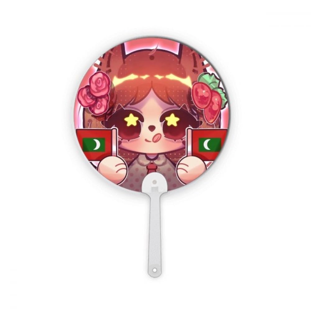 Éventail rond en plastique rose évasion écureuil des Maldives