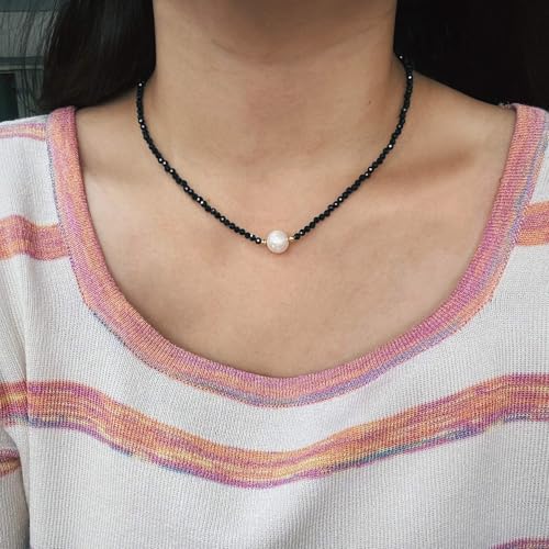 Turquoise Necklace for Women, Pearl Choker Necklace, Natural Western Turquoise Jewelry, Handmade Gold Freshwater Pearl Necklace for Men3