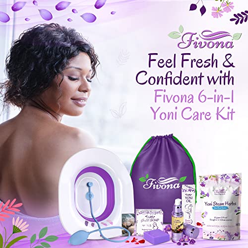 Fivona Yoni Steam Care 6 In 1 Kit - Ph Balanced Natural Yoni Oil, Herbal Yoni Bar Soap For Women Vaginal Wash, Detox V Stream Herbs, Sitz Bath Steamer With Pump And Storage Bag #TOP7