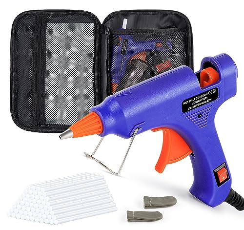absolove Hot Glue Gun Kit, 20W Mini Glue Gun with 60 Glue Sticks 7mm x 100mm, Melt Gun with Anti-Scald Finger Holster, Fast and Safe Heating for School Crafting, DIY and Home Repairs