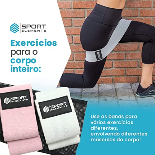 Mini Band elástica & Hip Band Kit com 2 Faixas Elásticas de Exercício - Sport Elements (Cinza e Bran