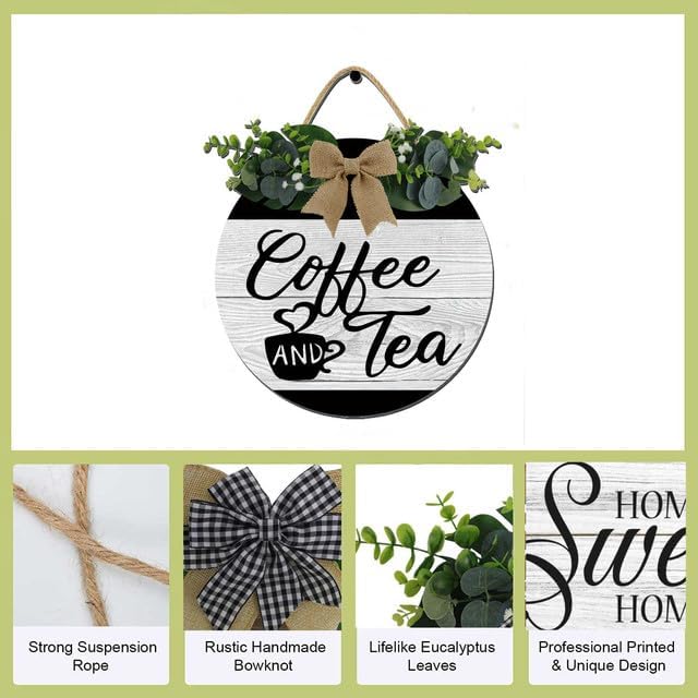 12x12 Inch Coffee & Tea Rustic Wall Art - Coffee Bar Accessories