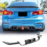 MCARCAR KIT Gloss Black Rear Diffuser for BMW F80 M3 Sedan F82 M4 Coupe F83 M4 Convertible 2015-2019 ABS Customized Lower Bumper Cover Lip Spoiler Valance Protector Body Kit with Brake Light