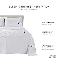 Vista 4 de Sábanas 100% de algodón egipcio, tamaño California King, 1000 hilos, sábanas transpirables de lujo, 4 piezas, tamaño King, juego de sábanas de fibra