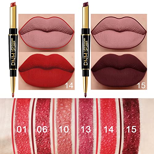 Evpct 6Pcs Red Lip Liner And Lipstick Lip Stain Crayon Gift Set For Women Dnm Dark Deep Red Nude Long Lasting 24 Hour Matte Color Stay Lipstick With Lip Liner Set Labiales Mate 24 Horas Originales #TOP5