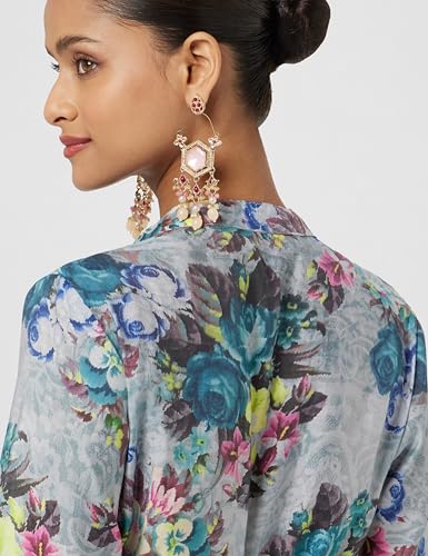 Image of BIBA Women Fit and Flare Below the Knee Rayon Flared Printed Dress