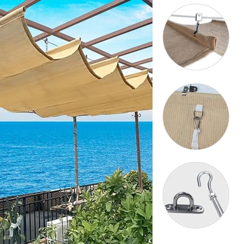 Voile d'ombrage rétractable pour pergola 4x7 toile de terrasse anti-UV