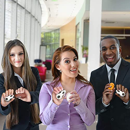 4 Stück Stressball Streßball Knautschball Antistressball lustige Gesichter Softball Squeeze Bälle, Finger Übung / Stress Relief Emotionale Spielzeug - Fußball Basketball Baseball Tennisball
