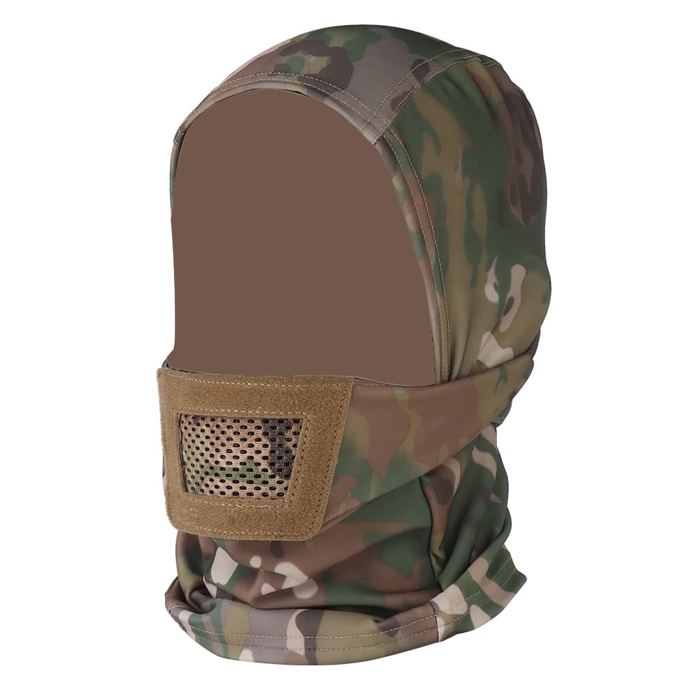 Full Face Mask Balaclava, Tactical Mask Hood Headgear,Combine with Helmet/Airsoft Mask