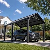 SUNJOY 6,1 x 3,6 m Outdoor Metallcarport, verzinktes Stahldach, 10 cm Starke Pfosten, robuster Metallrahmen mit Haken...
