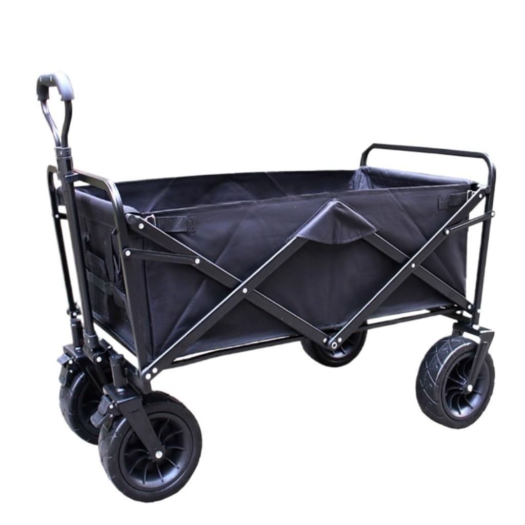 Fgjsfhrdtu Black Portable Stall Picnic Trolley, Small Cargo Fishing Trailer Van(Black)