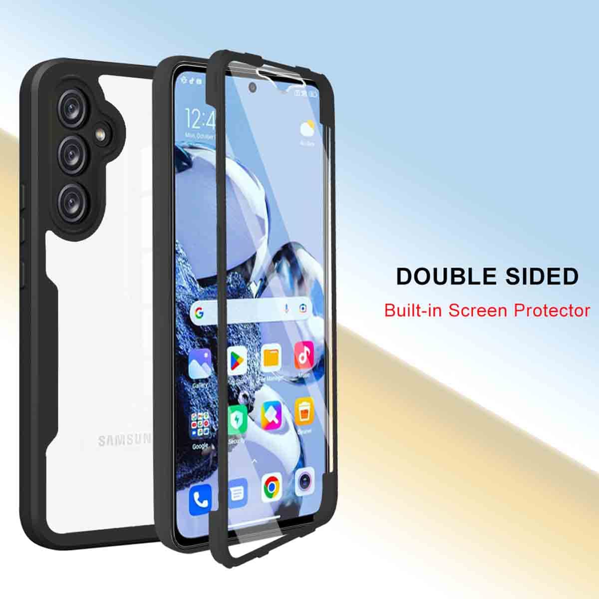 HAOYE Cover Per Realme C21 Con Protezione Schermo Integrata – Custodia 360° Trasparente Antiurto, Doppio Strato TPU E PC, Bumper Protettivo (Rosso)