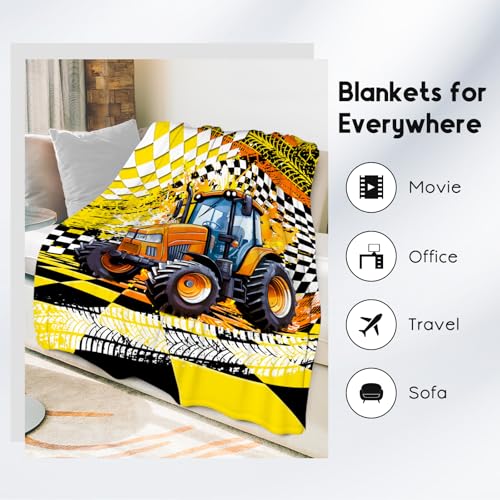 Blanket Gifts for Boys, Tractor Blankets for Kids, Cozy Fleece Throw for Couch & Living Room, 60"x80"