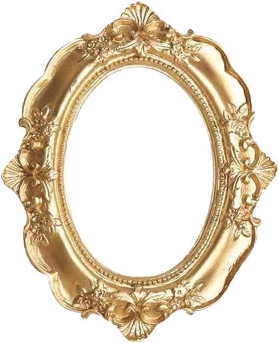 BESPORTBLE Vintage Picture Frame Resin Golden Ornate Textured Oval Desktop Photo