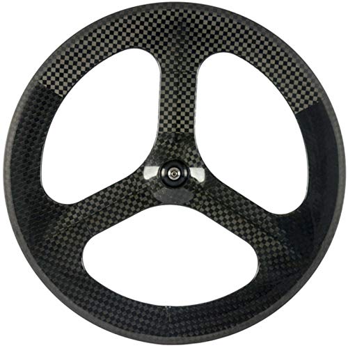 Hulkwheels Carbon Fixed Gear Wheelset 700C Tri Spoke 3-Spoke Rim Single Speed Bike/Fixie Bicycle Front & Rear Wheel Set Clincher Type 88Mm Depth 23Mm Width Track Bike Wheelset (1 Pair Wheelset) #TOP1