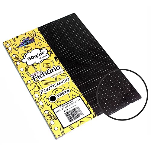 Folhas de Fichario 90g Pontilhadas Papel Preto Tamanho Colegial Merci