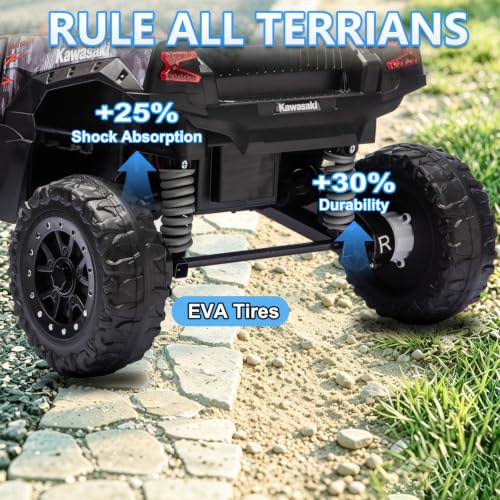 Image of NEWQIDA 24V Ride on Toys for Kids 3-6, Licensed Kawasaki KRX UTV, Red