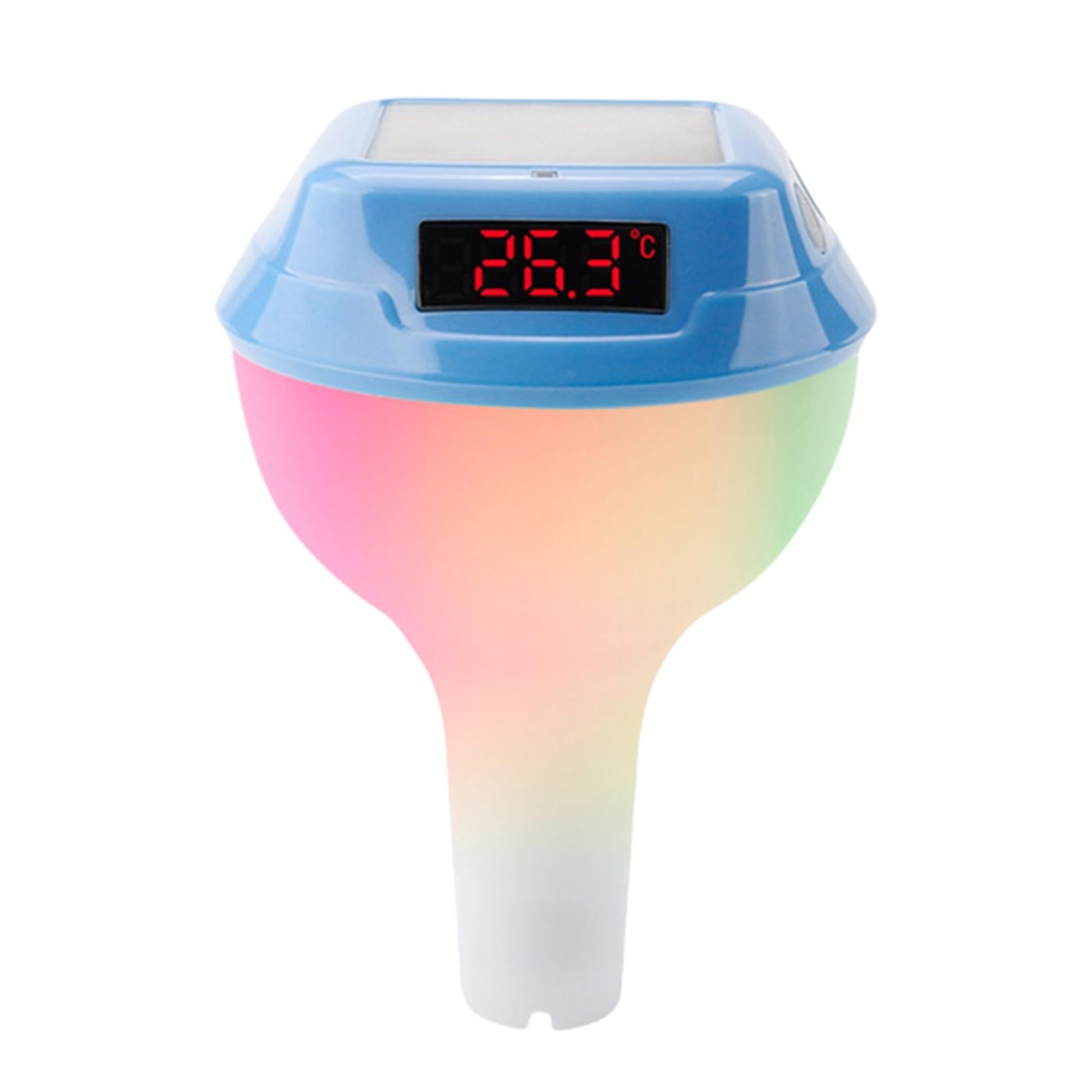 Solar Powered Outdoor Pool Thermometer Waterproof Timing Pool Thermometer With RGB Light Floating Pool Thermometer Pool Supplies(Sky Blue)