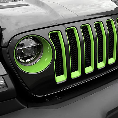Image of CheroCar for JL Mesh Grille Grill Insert & Headlight Turn Light Cover Trim Exterior Accessories for Jeep Wrangler JL JLU 2018-2026 & Gladiator JT 2020-2026