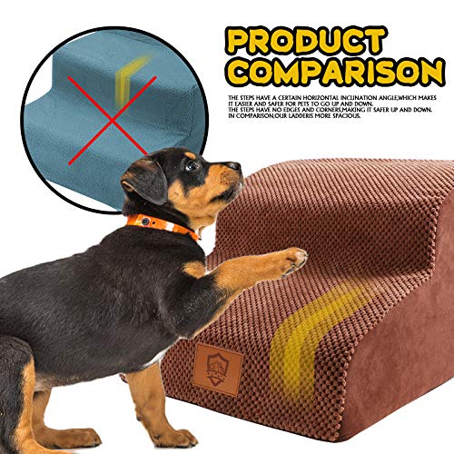 Masthome Dog Steps for Bed, 2-Step High-Density Foam Dog Ramp with Washable Cover, Non-Slip Pet Stairs for Small Dogs and Cats, 40x40x30cm,Brown - Image 6