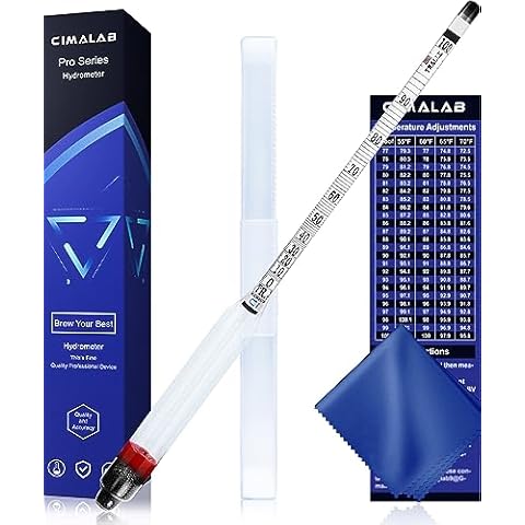 Cimalab Hydrometer Alcohol Meter, Hydrometer Alcohol 0-200 Proof and Tralle Alcohol Hydrometer, Alcohol Proof Tester Hydrometer, Alcohol Tester for Liquor/Moonshine/Spirits/Proofing/Distilled Cover