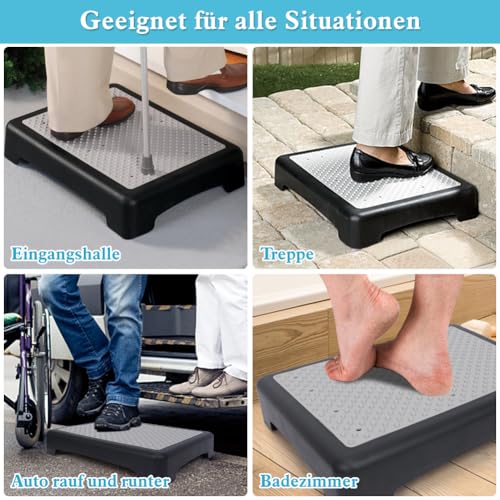 YHANEC Trittstufe Indoor & Outdoor, Steighilfen für ältere Menschen, Fußstützen mit Rutschschutz, Hocker und Aufstiegshilfe für Bad, Küche & Türschwellen 44 x 34 x 9.5 cm
