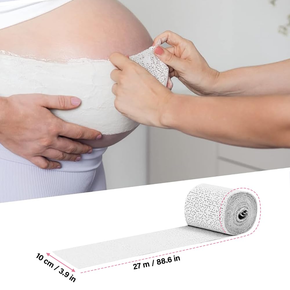 Gipsabdruck Babybauch Set mit 5 Gipsbinden, 12 Acrylfarben, 2 Pinsel und Weiteres Zubehör, 3D Babybauch Gipsabdruck Set, Gipsbinden Geschenke für Schwangere, Erinnerungen und Souvenirs