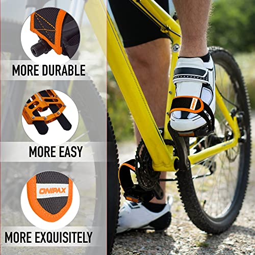 Onipax Outdoor Bike Pedal Straps Pedal Toe Clips Straps Tape 2 Pieces (Orange) #TOP2