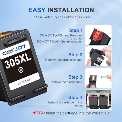 CATJOY 305XL Ink Cartridges Black Replacement for HP Printer Ink 305，Printer Ink Cartridge 305XL Black for HP Envy 6000 6020 6032 Pro 6400 6430 DeskJet 2810e 2800e 2820e 2700 2710 2720 (2 Black Pack) - Image 3