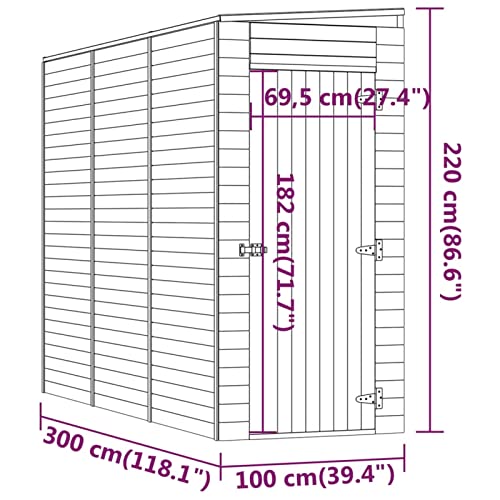 Gecheer Garten Lagerschuppen Hölzerne Gartenschuppen Schuppen Gartengeräten Gerätehaus 100x300x220cm Kiefernholz… – Bild 8