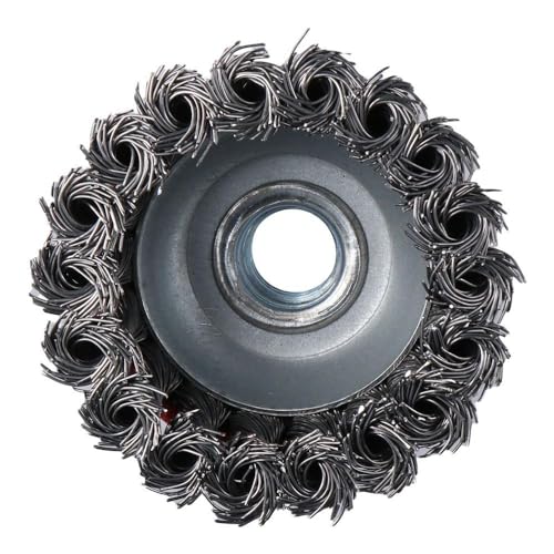 Image of 2pcs Wire Cup Wheel Brush,3 Inch Twisted Knotted with5 /8 Inch-11 Threaded Arbor for Heavy Cleaning Rust