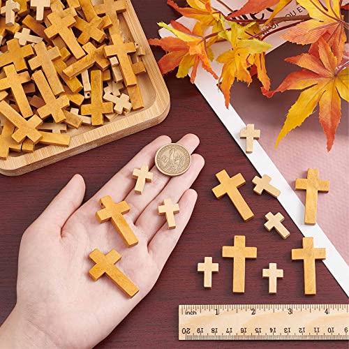SUNNYCLUE 100Pcs 2 Styles Easter Wooden Crosses Bulk Wood Cross Charm Natural Wood Crosses Beads Cross Charms for Crafts Party Men Women DIY Bracelet Necklace Earrings jewellery Making Accessories - Image 3