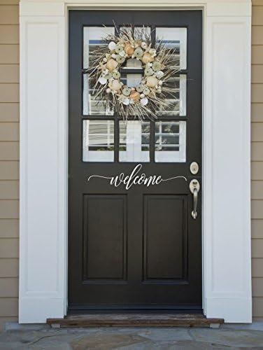 Miniatura 2 de Decoración de pared de bienvenida con palabras cursivas, calcomanía de vinilo de bienvenida para puerta delantera, letras de entrada, palabras de