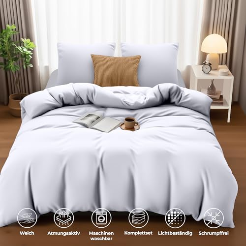 Utopia Bedding Bedding Set 155x220 - Microfiber Duvet Cover 155x220 cm + 2 Pillowcases 80x80 cm - White - 6