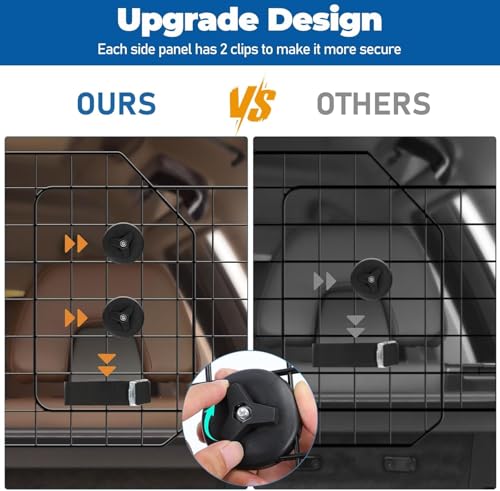 OUSHENG 2 Pack Dog Barrier for SUV, Adjustable Large Car Divider Universal-Fit Wire Mesh Pet Gate Accessories Essentials for Cargo Vehicles Van Safety Travel, Black