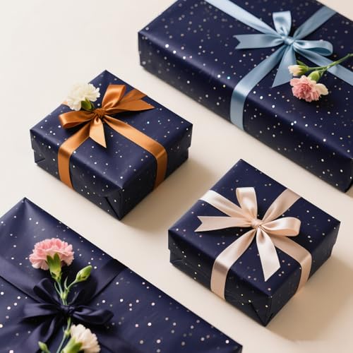 Image of Blue Glitter Tissue Paper for Gift Bags 36 Sheets 14x20 Inch - Recyclable Wrapping Paper for Weddings, Birthdays, Party & Festival Decorations DIY Craft Supplies