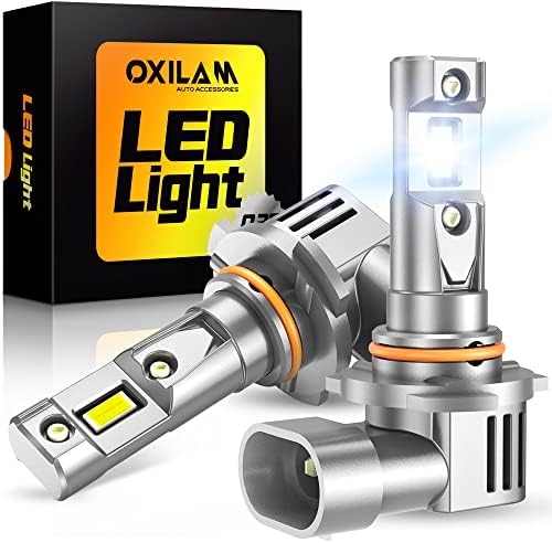 OXILAM Upgraded 9006/HB4 LED Bulbs, 16000LM Per Set, 1:1 Size as Halogen Bulbs Wireless Plug and Play, 6500K Cool White CANBUS Ready Low Beam Conversion Kit, Pack of 2