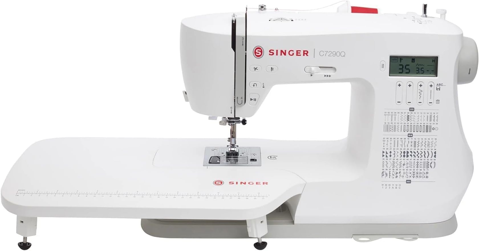 SINGER C7290Q Computer Sewing & Quilting Machine with Extension Table 12 Presser Feet & Accessories | 417 Stitching Applications 8 One-Step Buttonhole Style with Alphabet/LCD & Built-in Needle