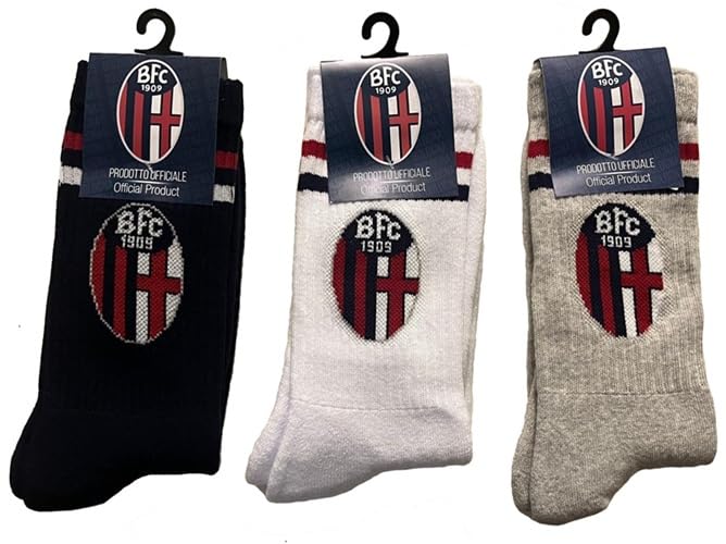 Set Bologna Ufficiale 3 Paia Calze Corte Spugna Uomo Ragazzo Bambino Taglia 34-39 Tifoso Calcio