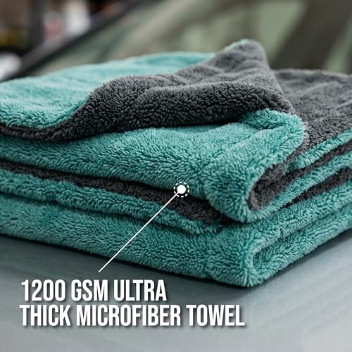 Image of Microfiber Cloth (Pack of 1) - 60x40 cms - 1200 GSM | Thick Lint & Streak-Free Multipurpose Cloths - Automotive Microfibre Towels for Car, Bike Cleaning, Washing & Detailing (Grey)