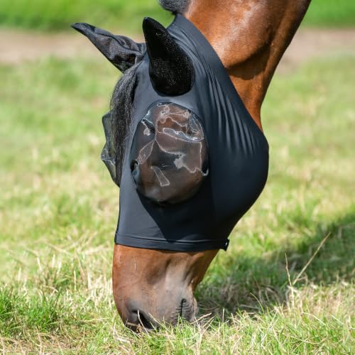 BUSSE Twin FIT Flexi Fliegenmaske mit Ohrenschutz UV schwarz Warmblut ohne Nüsternschutz