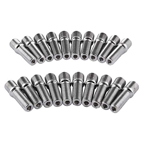 Conversão estendida de pino de roda 20 pçs M14x1,5 para M12x1,5 comprimento da haste 50 mm