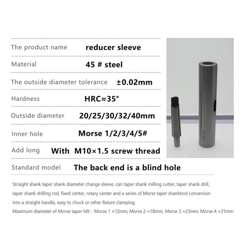 Tuleja redukcyjna do wierteł stożkowych, Tuleja redukcyjna z chwytem prostym i stożkiem Morse'a MT1-MT4 25-40 mm Wiele rozmiarów(32mm*2 * 115mm)