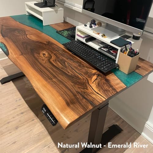 Image of Desky Dual Resin Hardwood Sit Stand Desk - White Ash / 72 x 30 inches /Grey